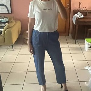 blue glitter pants - large